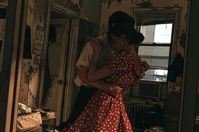 Intimate Kiss in a Dim Room Poster.