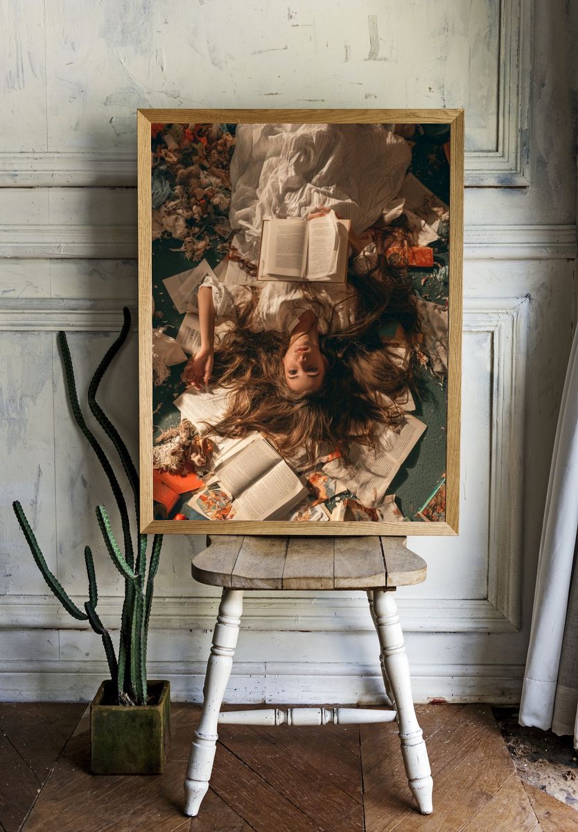 Dreamlike Reading Portrait Print. room preview