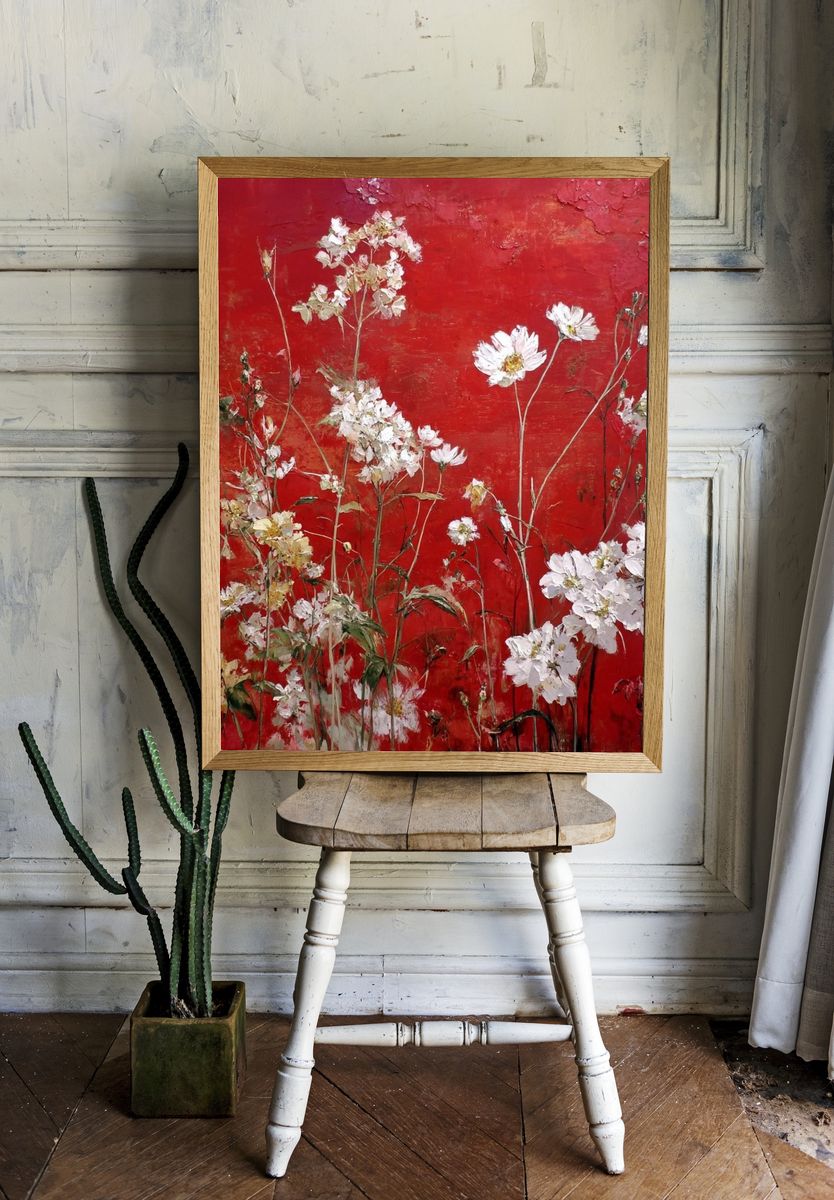 Red Wildflower Field Fine-Art Print. room preview