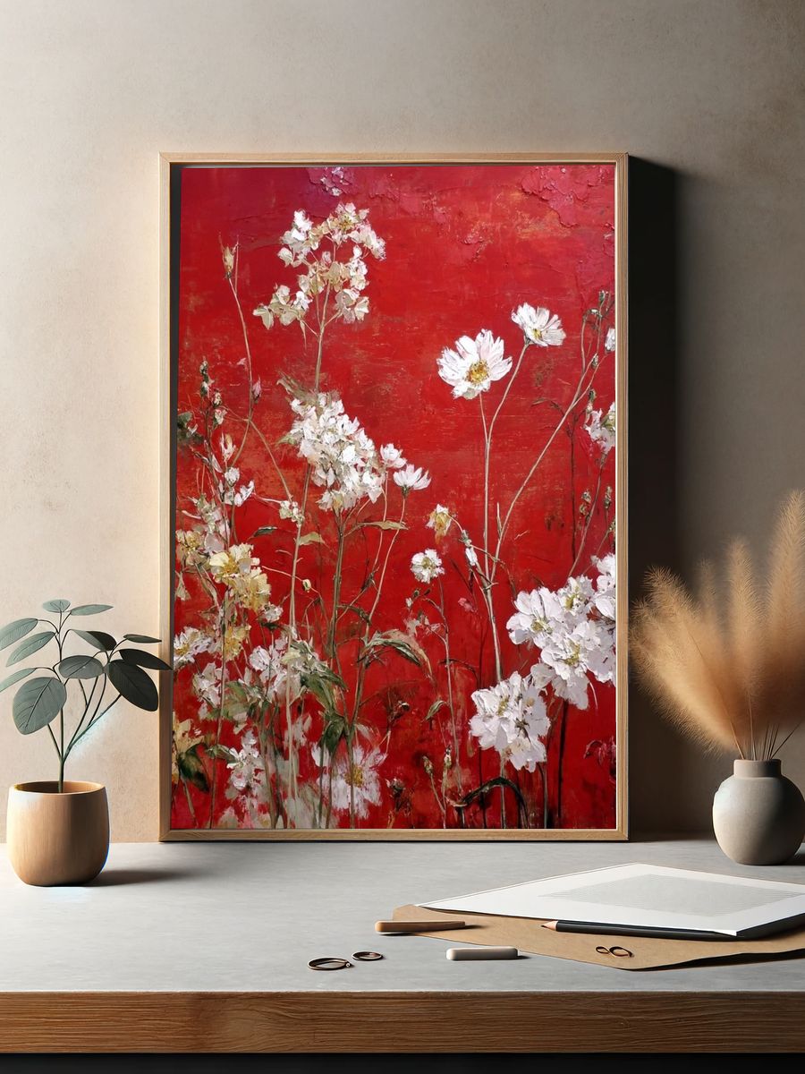 Red Wildflower Field Fine-Art Print. — room view 2