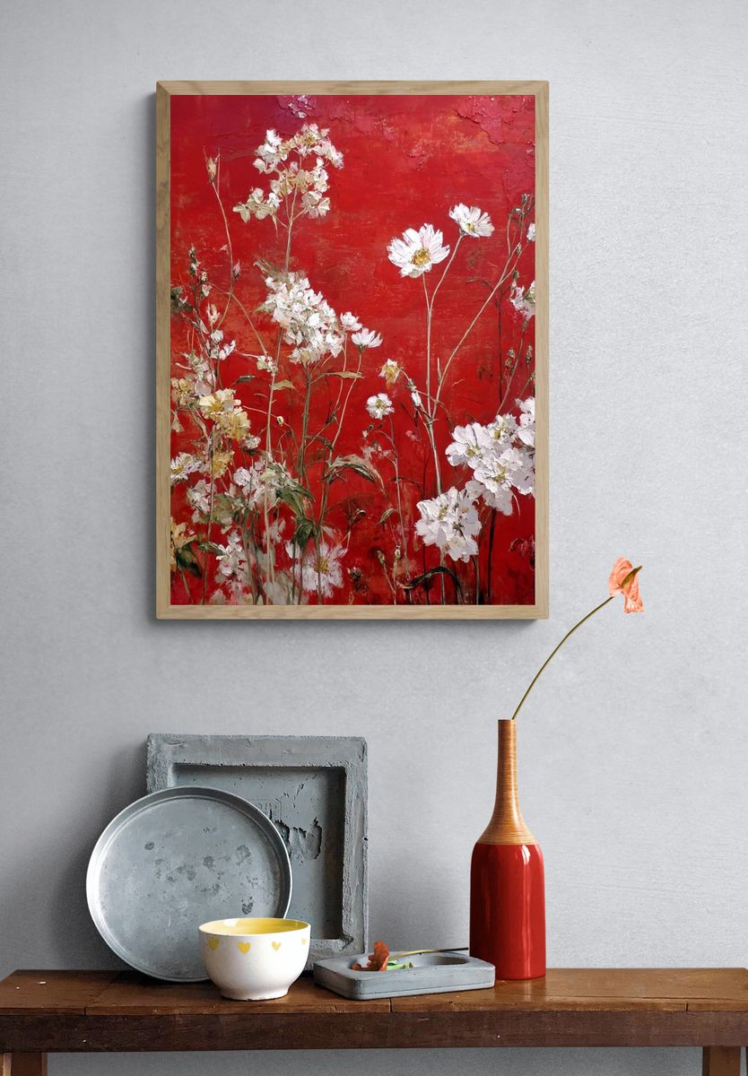 Red Wildflower Field Fine-Art Print. — room view 3