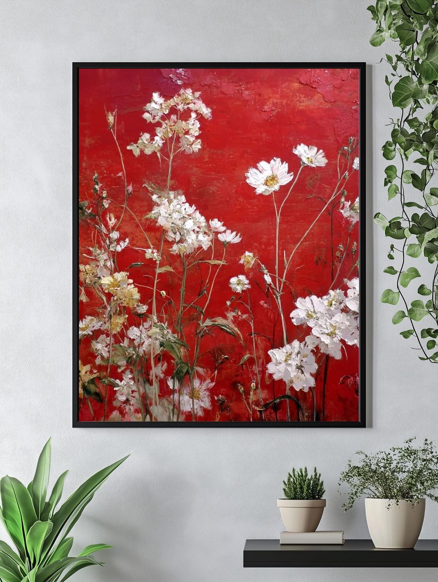 Red Wildflower Field Fine-Art Print. — room view 4