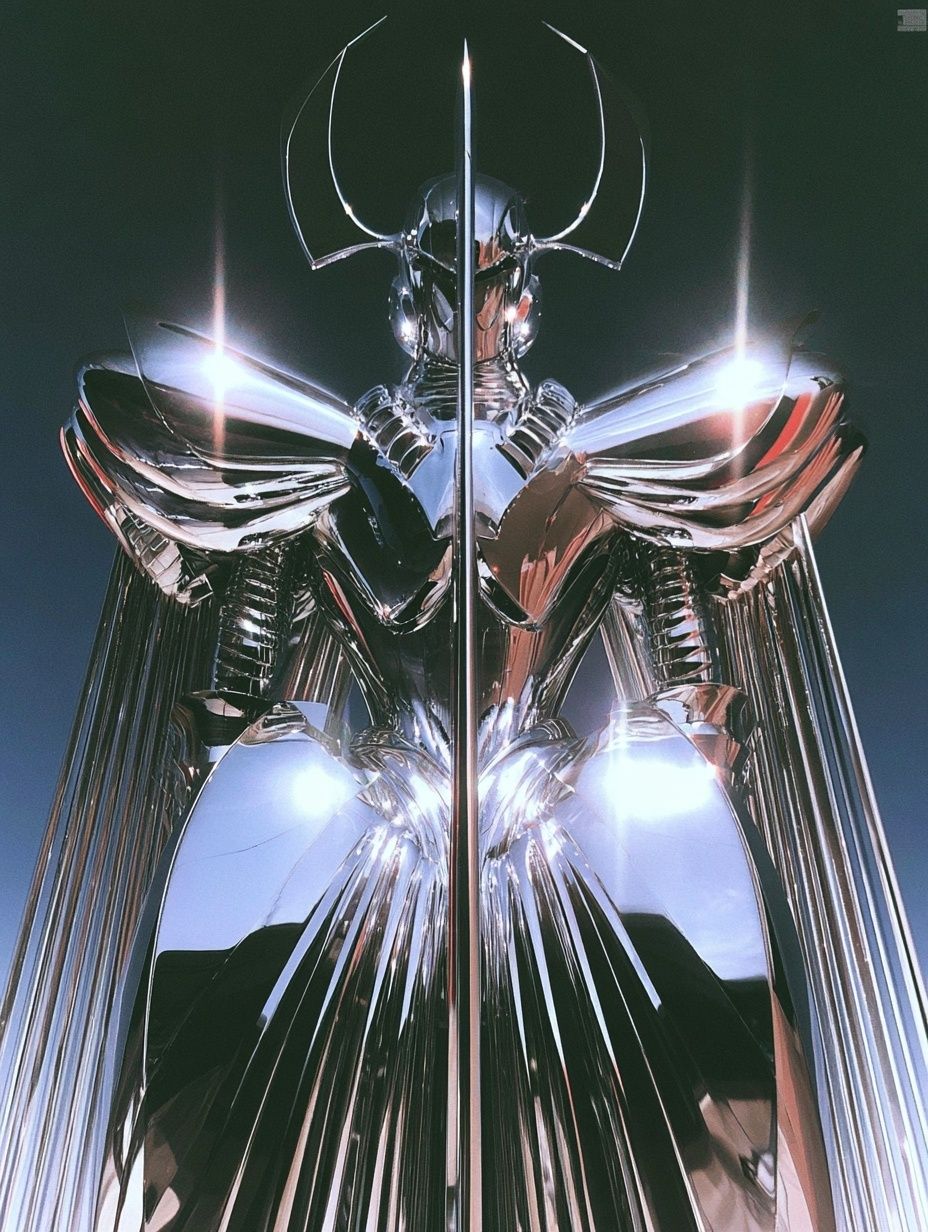 Chrome Futurist Figure Poster. poster detail