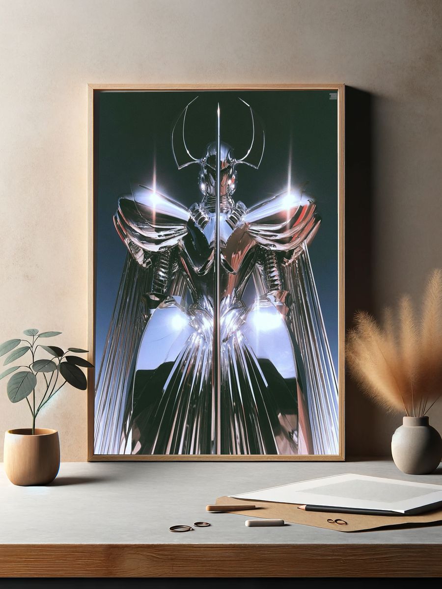 Chrome Futurist Figure Poster. — room view 2
