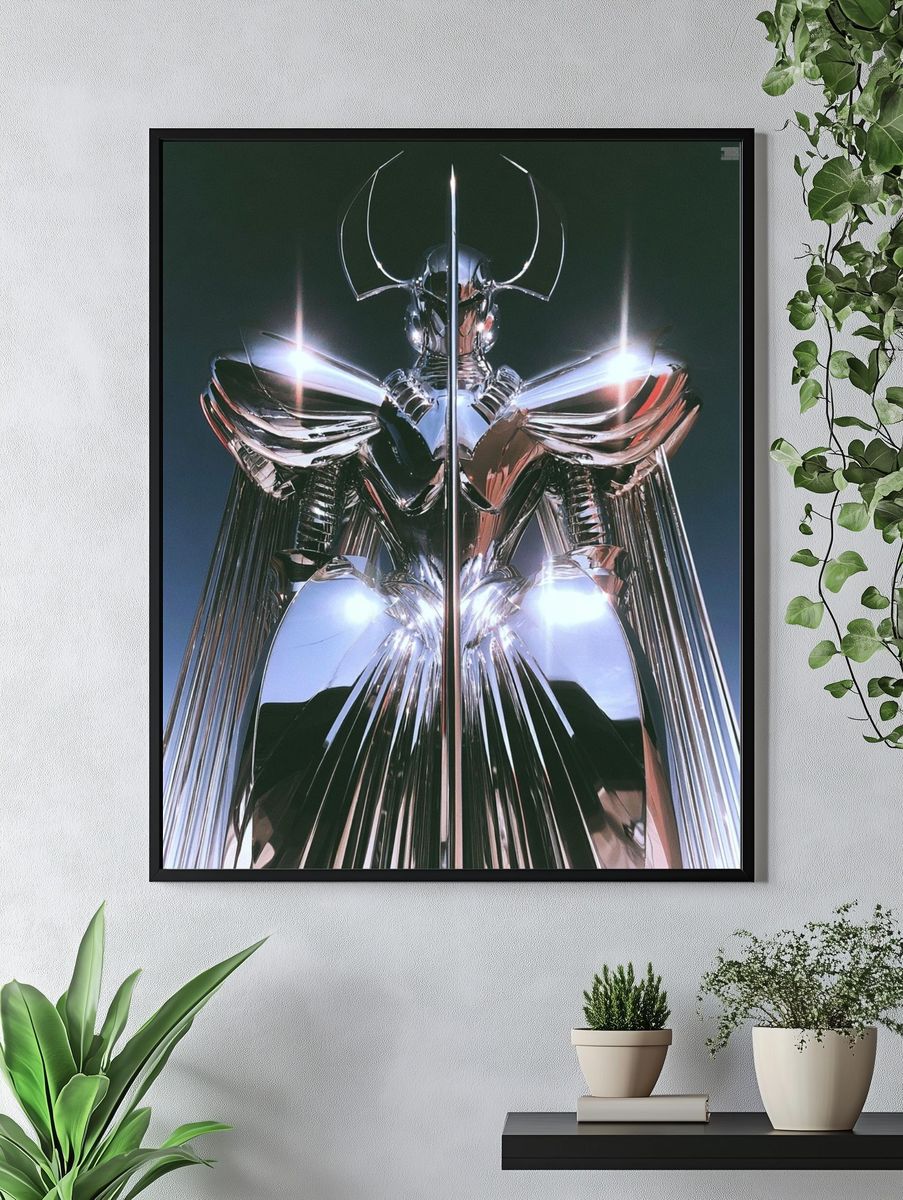 Chrome Futurist Figure Poster. — room view 4