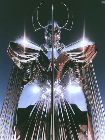 Chrome Futurist Figure Poster. poster
