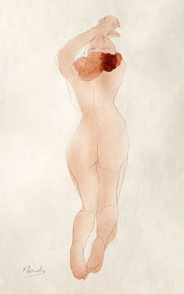 Naked woman showing her bum. poster detail
