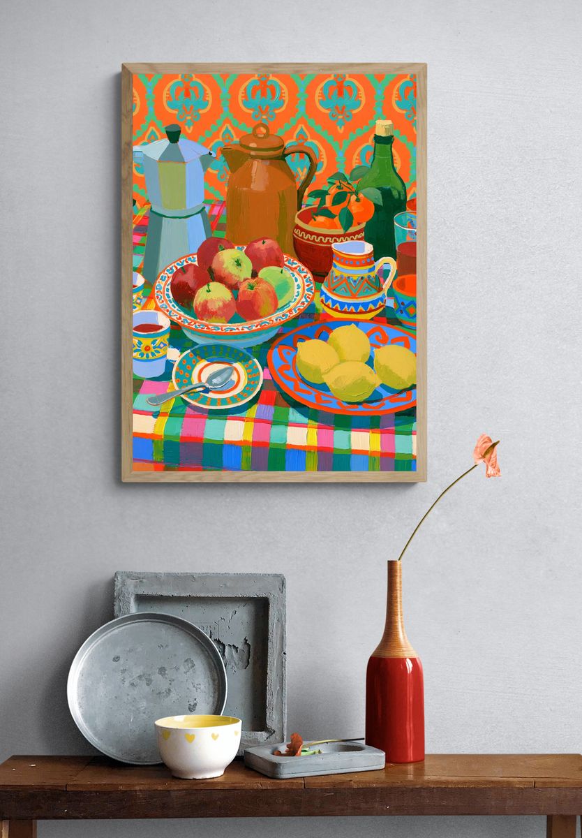 Colorful Still Life Table Poster. — room view 3