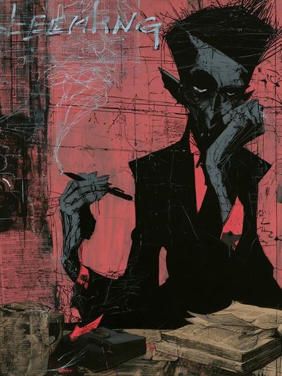 Noir Smoking Figure Street-Art Poster.