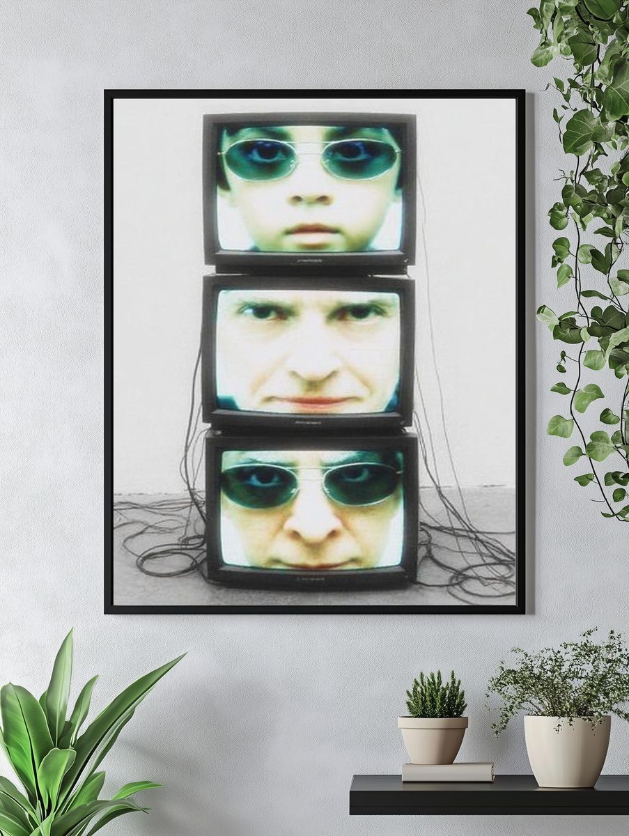 Stacked TV Faces Contemporary Print. — room view 4