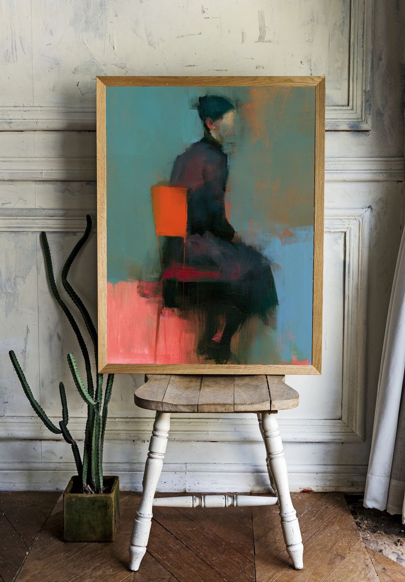 Seated Figure Abstract Print. — room view 1
