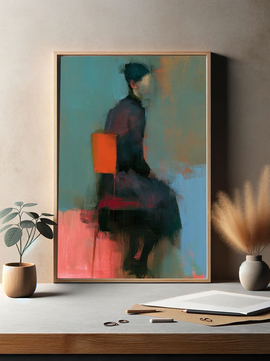 Seated Figure Abstract Print. — room view 2