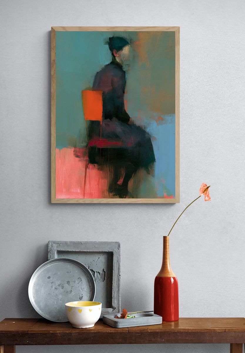 Seated Figure Abstract Print. — room view 3