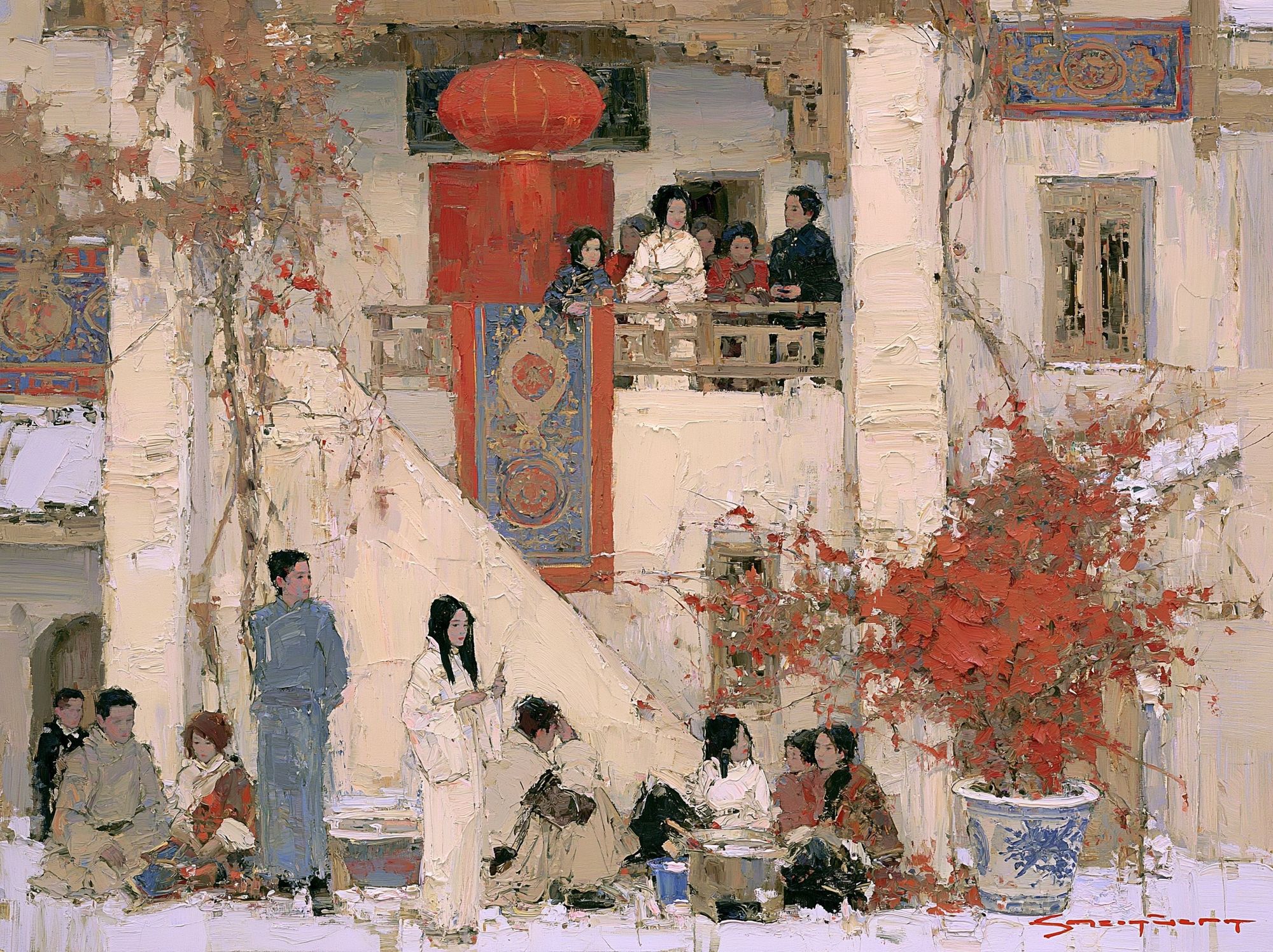 Chinese Courtyard Scene Fine-Art Print. poster — fine-art art