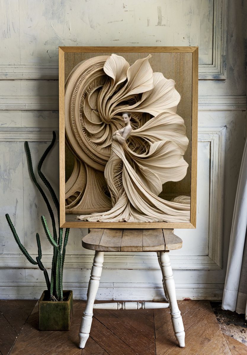 Surreal Beige Figure Fine-Art Poster. room preview