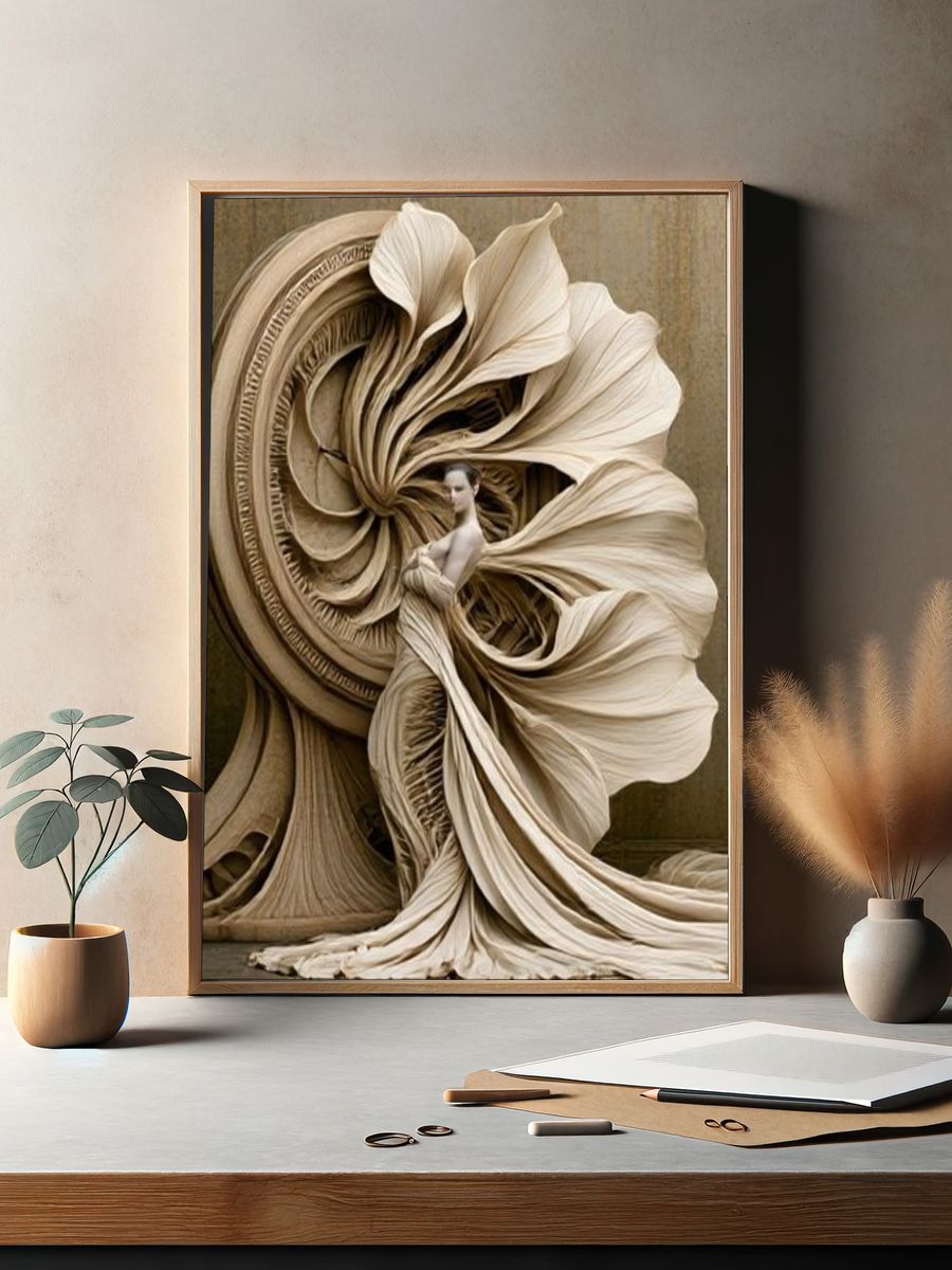 Surreal Beige Figure Fine-Art Poster. — room view 2