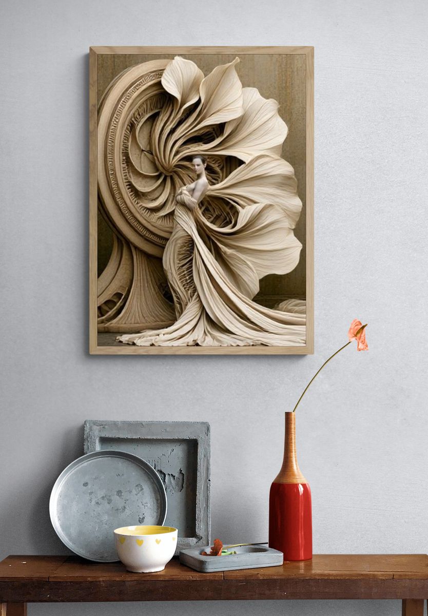 Surreal Beige Figure Fine-Art Poster. — room view 3
