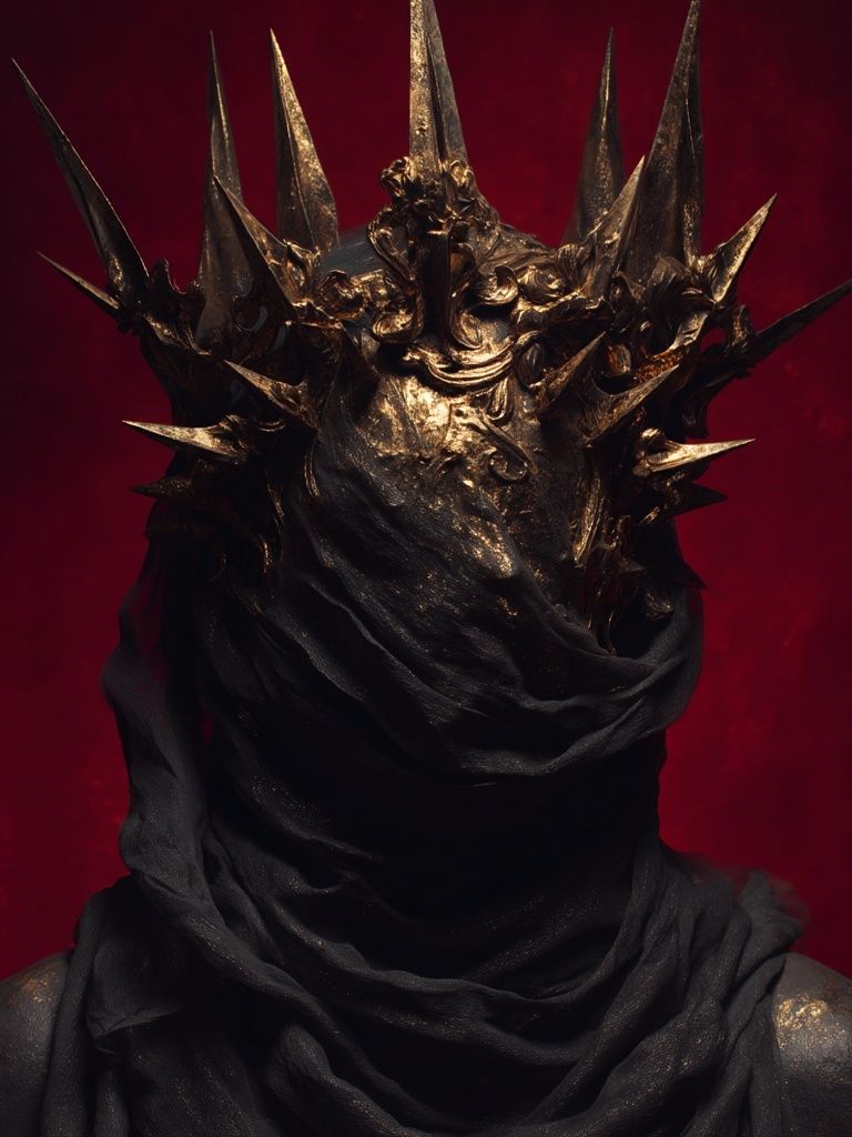 Crowned Dark Figure Surrealism Print. poster — fine-art art