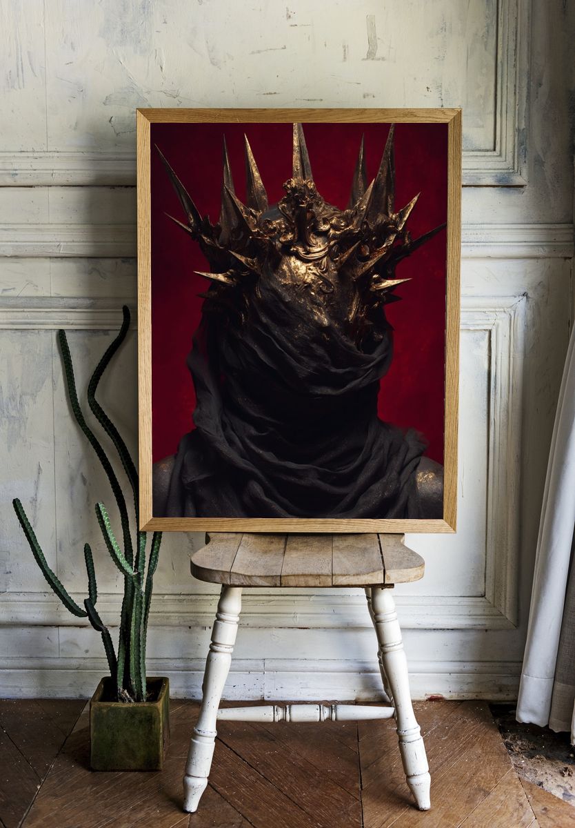 Crowned Dark Figure Surrealism Print. — room view 1