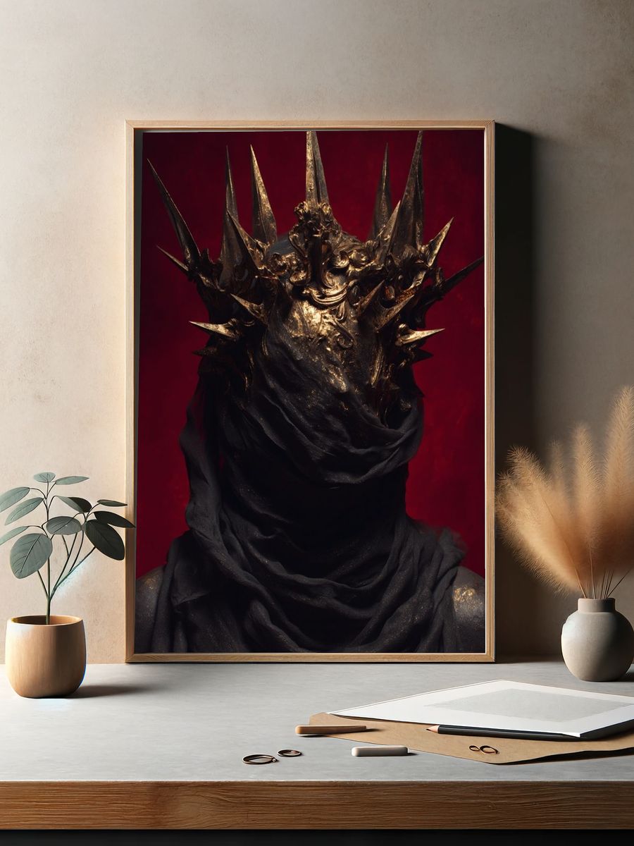 Crowned Dark Figure Surrealism Print. — room view 2