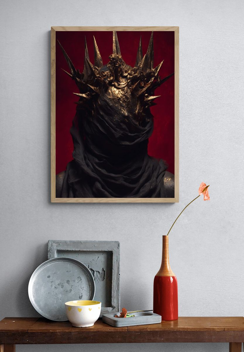 Crowned Dark Figure Surrealism Print. — room view 3