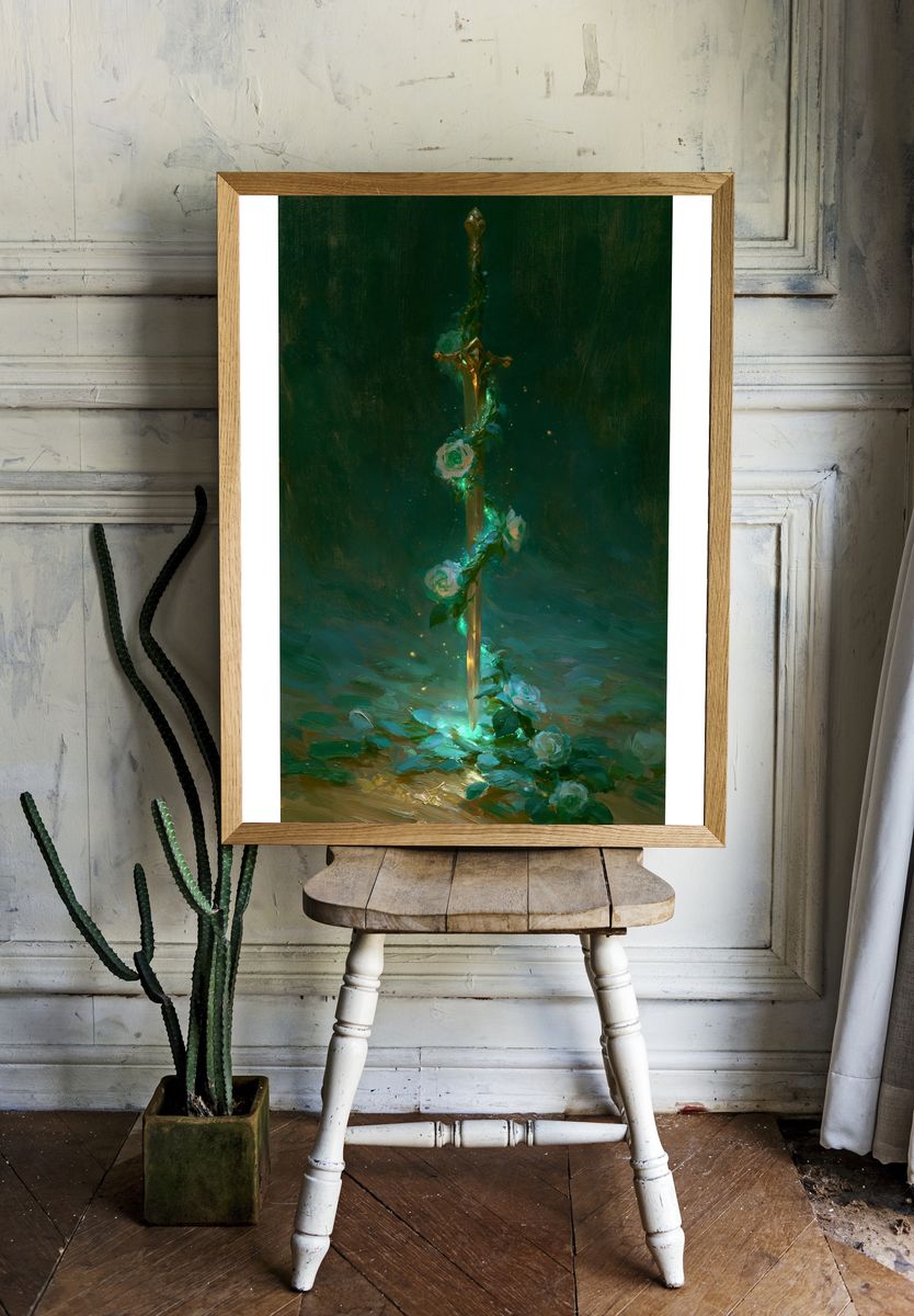Enchanted Sword Floral Fine-Art Print. room preview