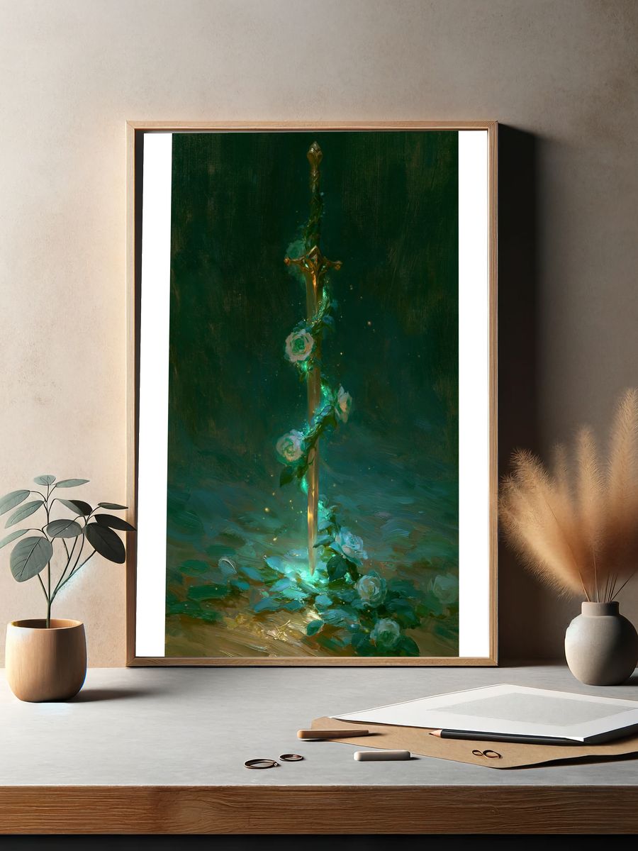 Enchanted Sword Floral Fine-Art Print. — room view 2