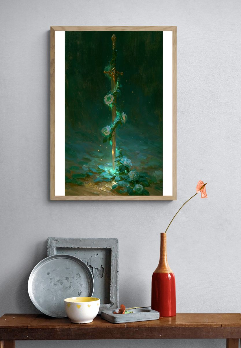 Enchanted Sword Floral Fine-Art Print. — room view 3