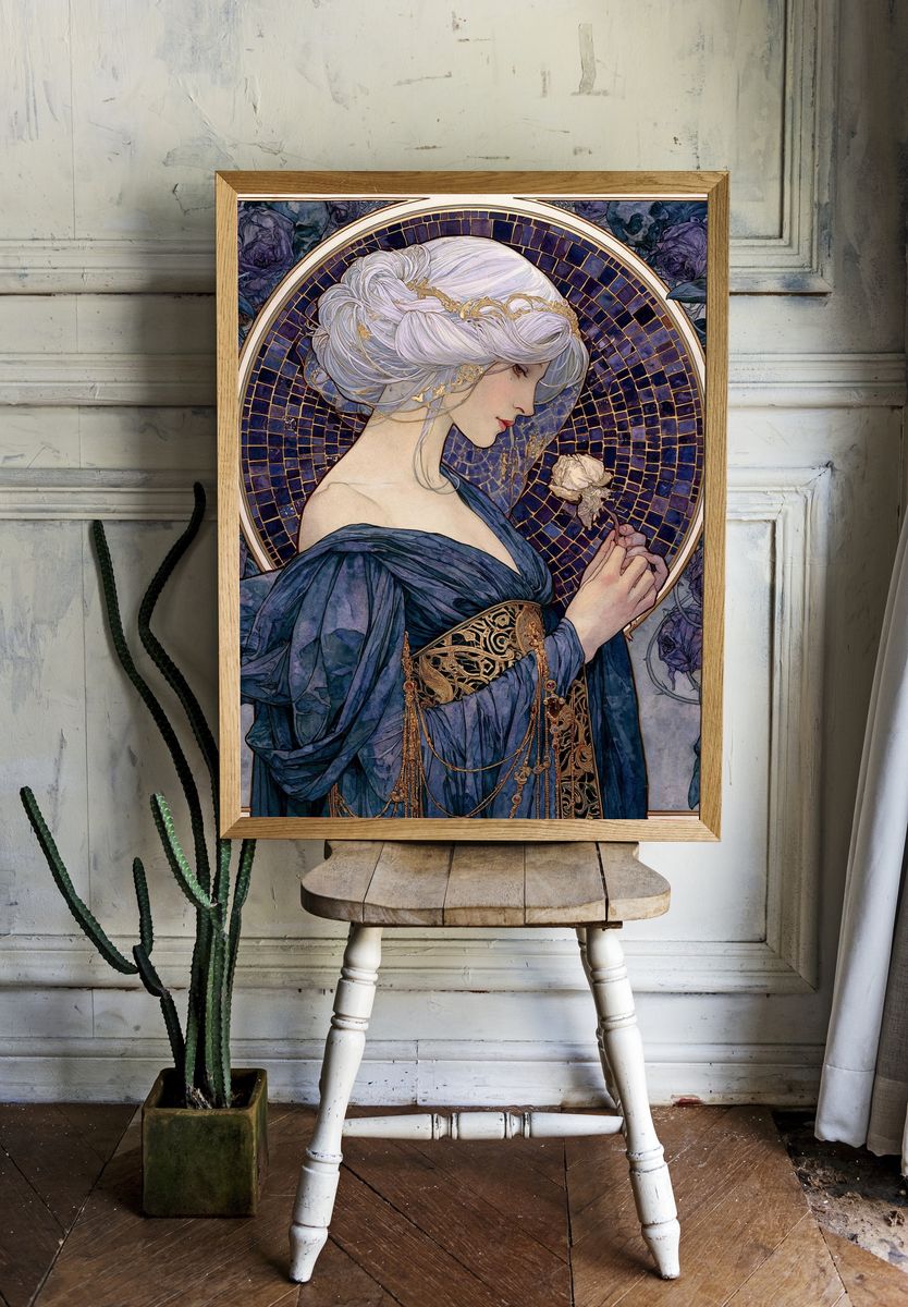 Mystic Woman with Ravens Art Nouveau Poster. — room view 1