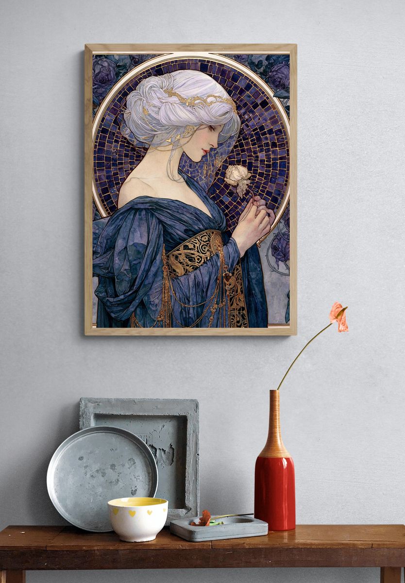 Mystic Woman with Ravens Art Nouveau Poster. — room view 3