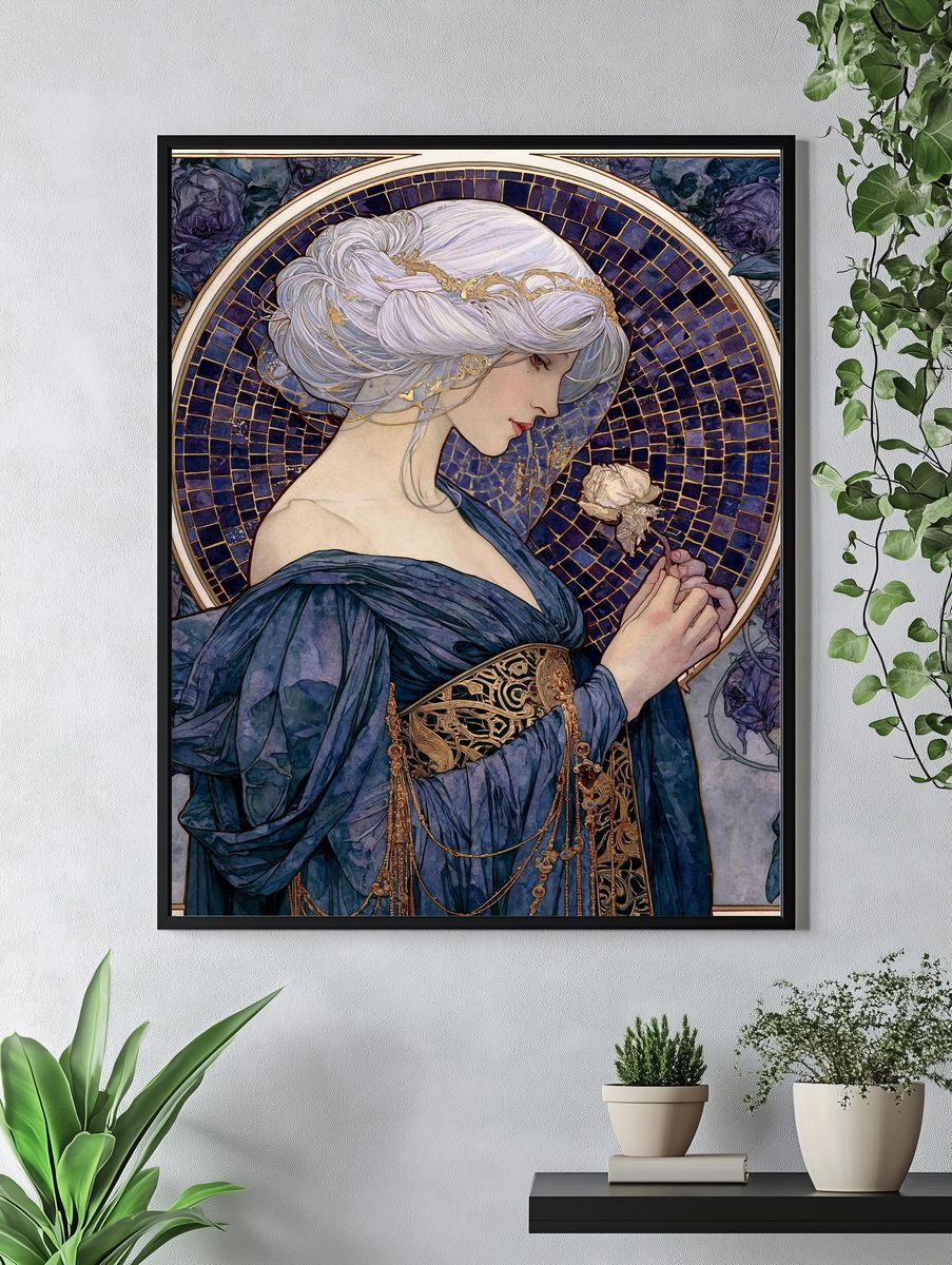 Mystic Woman with Ravens Art Nouveau Poster. — room view 4