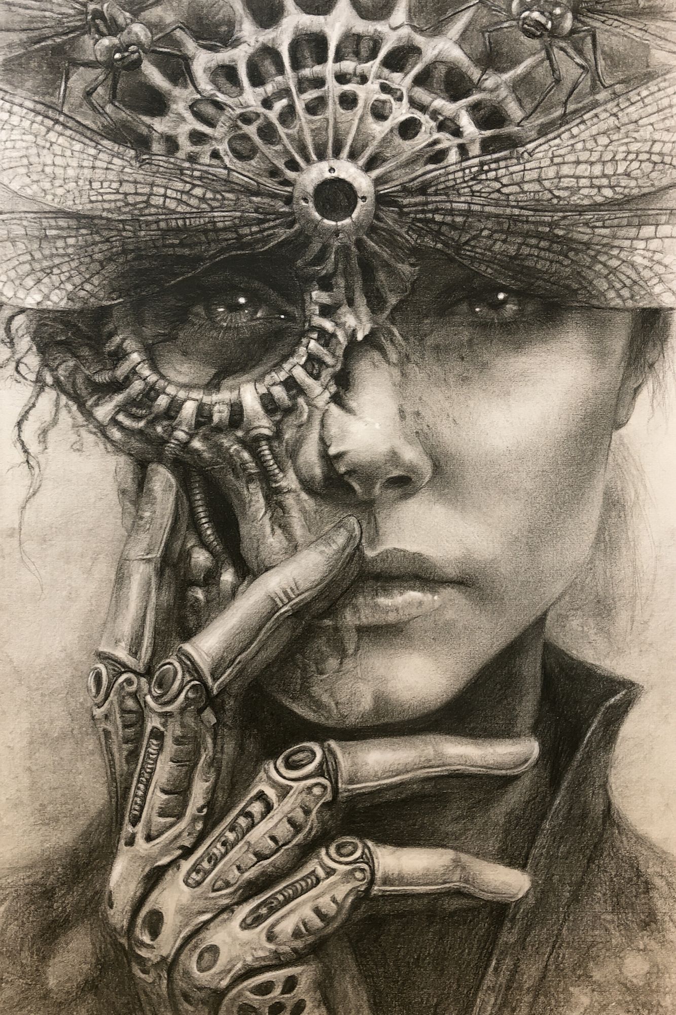 Surreal Cybernetic Portrait Print. poster detail
