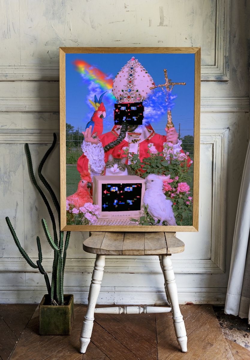 Surreal Papal Garden Poster. — room view 1