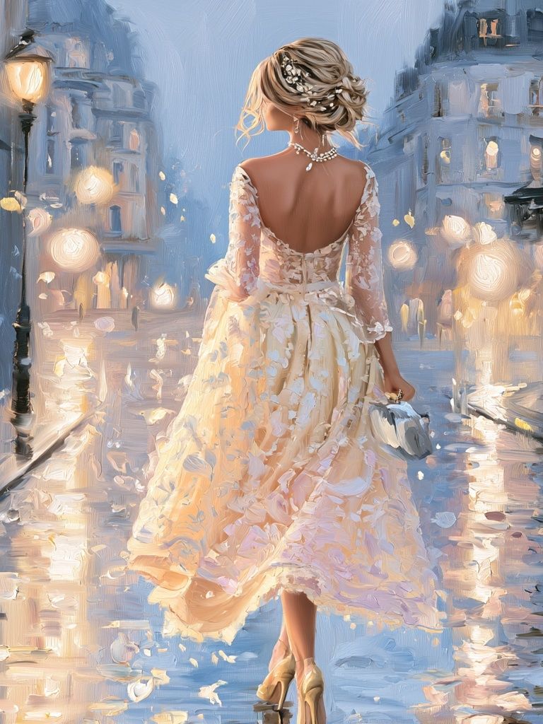 Elegant Evening Stroll Fine-Art Print. poster — fine-art art