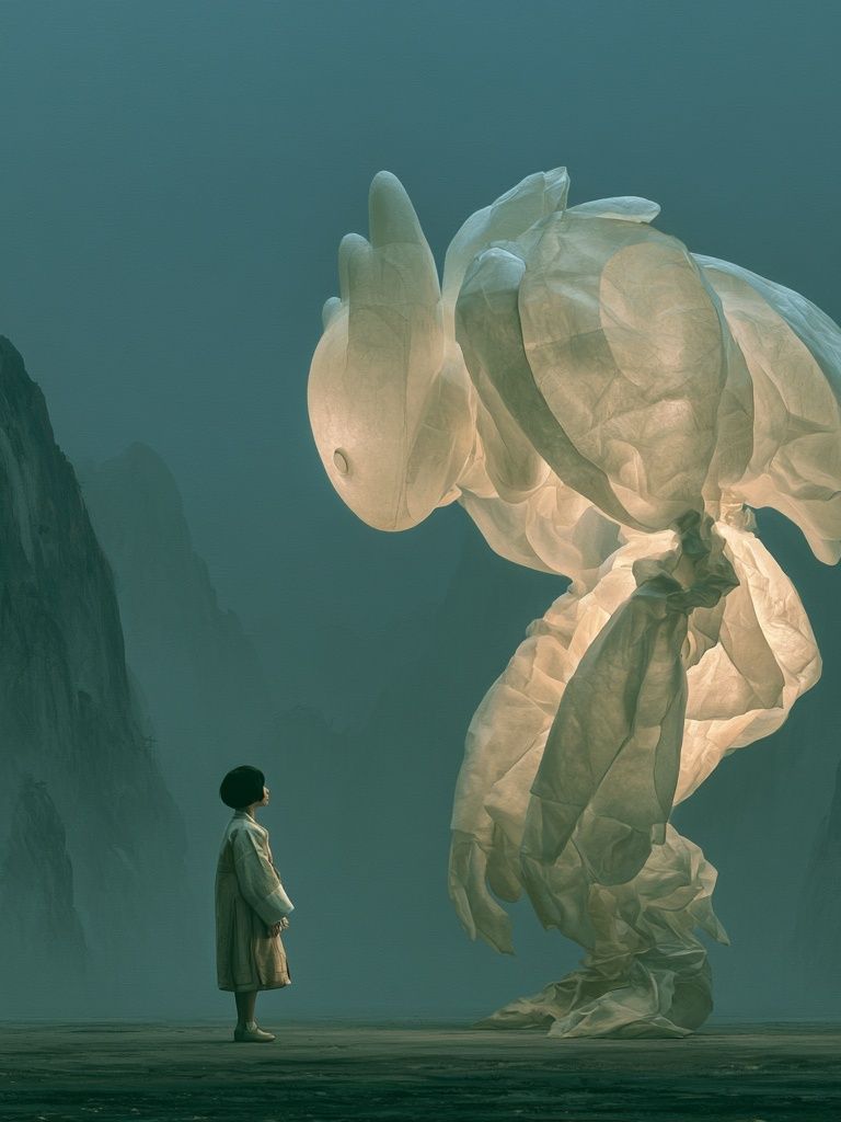 Dreamlike Giant Rabbit Surrealism Print. poster — fine-art art
