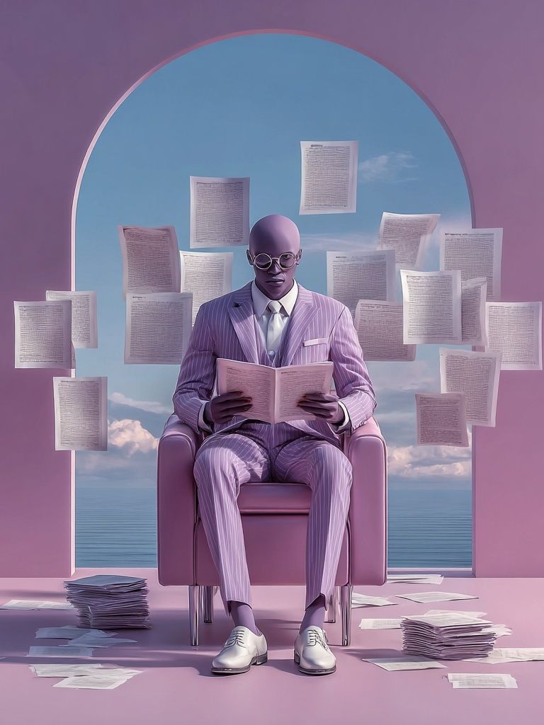 Lavender Reader Surrealism Poster. poster detail