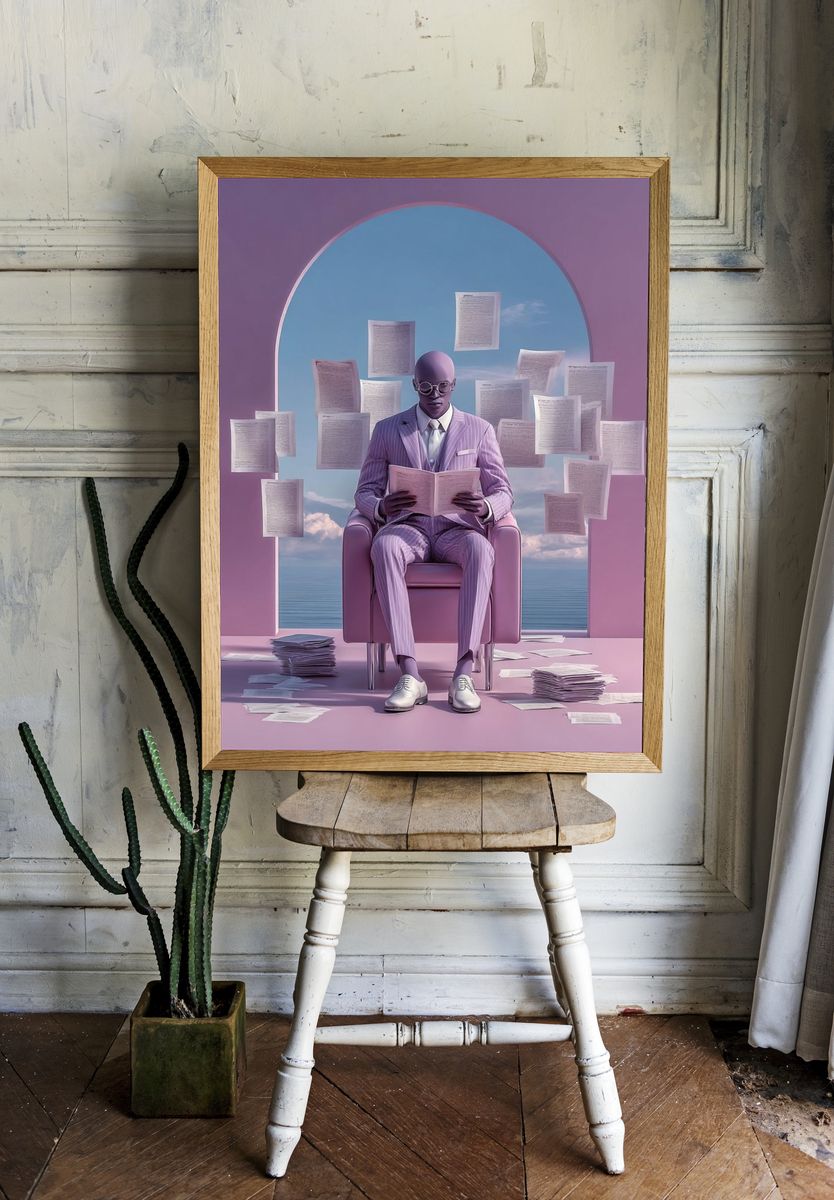 Lavender Reader Surrealism Poster. — room view 1
