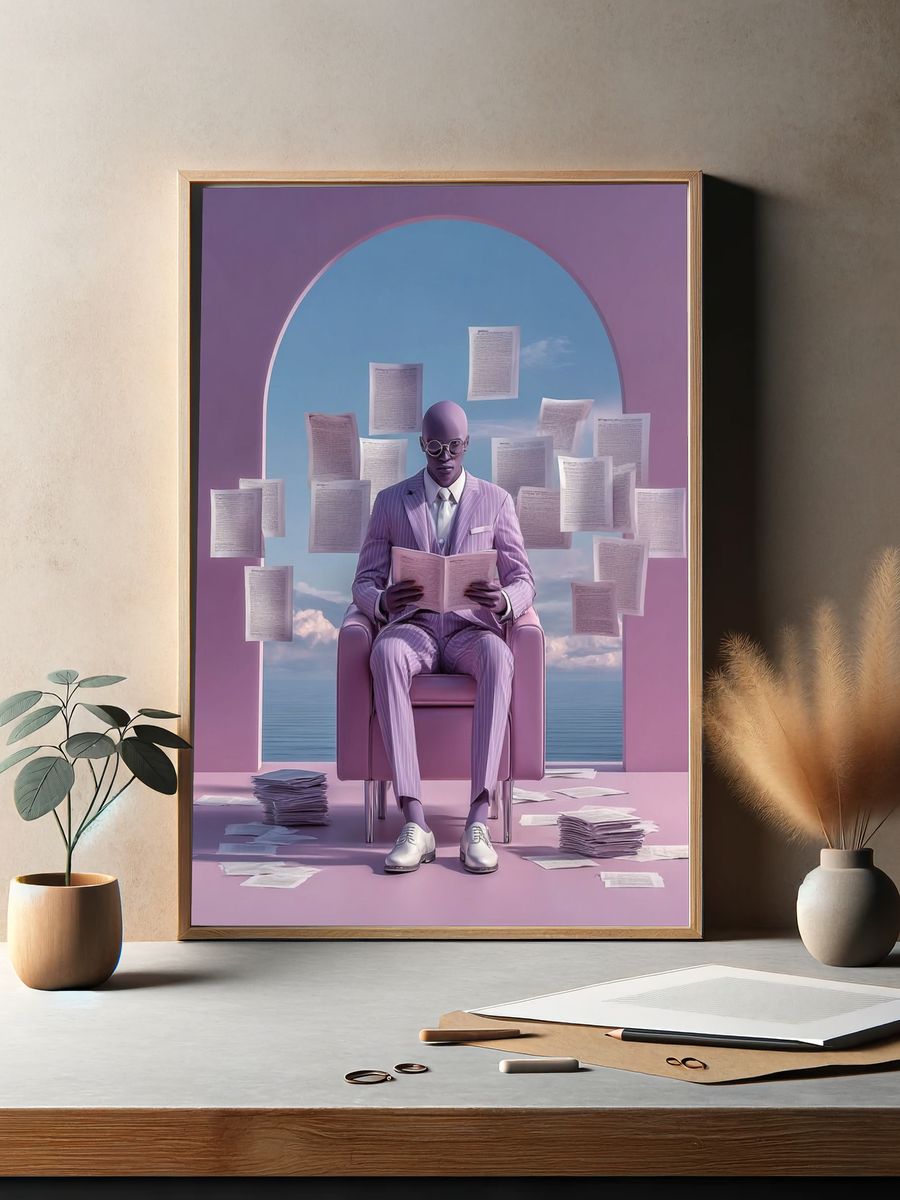 Lavender Reader Surrealism Poster. — room view 2