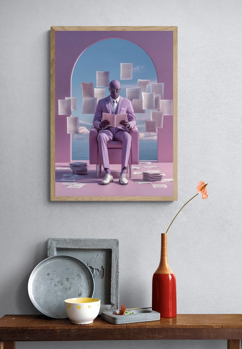 Lavender Reader Surrealism Poster. — room view 3