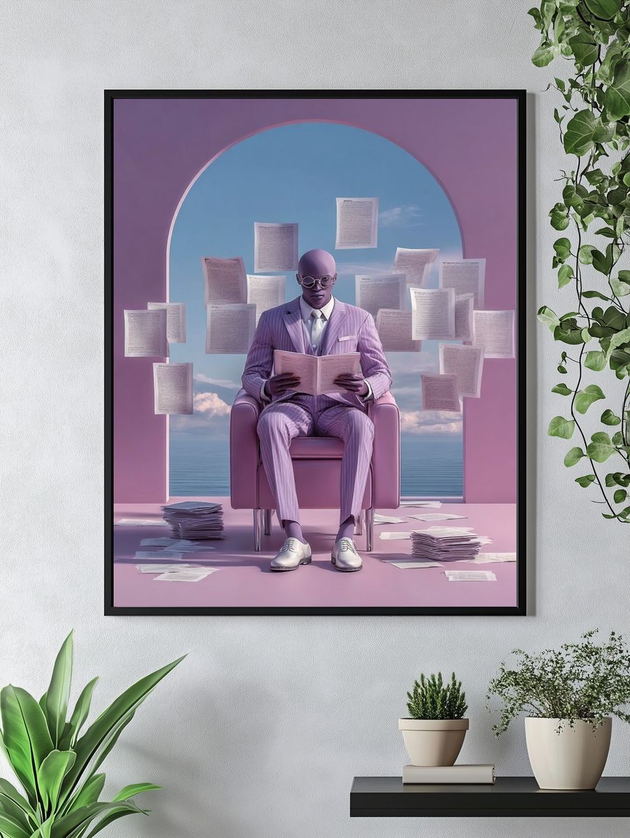 Lavender Reader Surrealism Poster. — room view 4