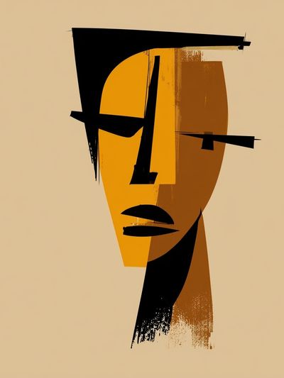 Abstract Face Minimalist Print.