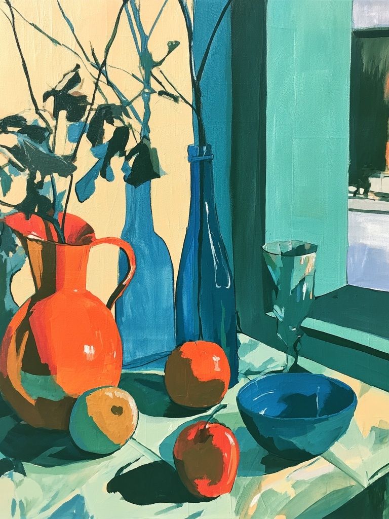 Sunlit Still Life — Contemporary Print. poster — fine-art art