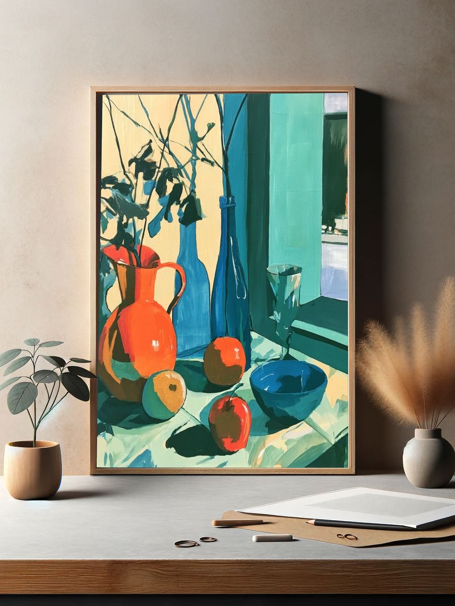 Sunlit Still Life — Contemporary Print. — room view 2
