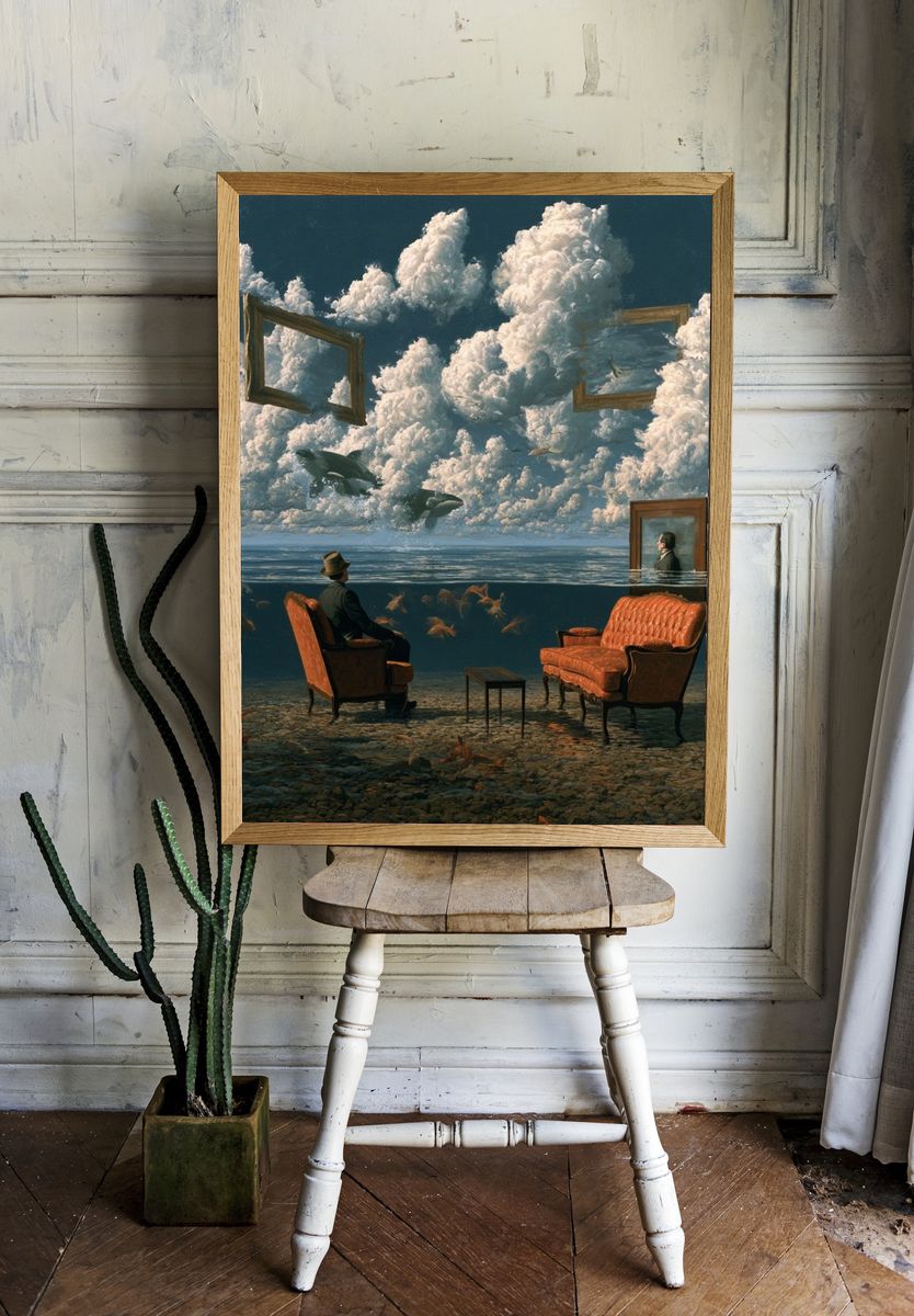 Surreal Ocean Salon Print. room preview