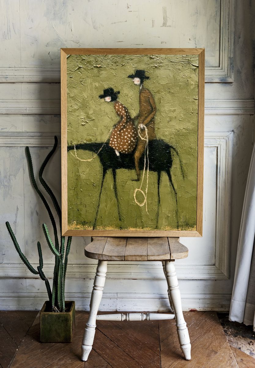Cowboy Riders Contemporary Print. — room view 1