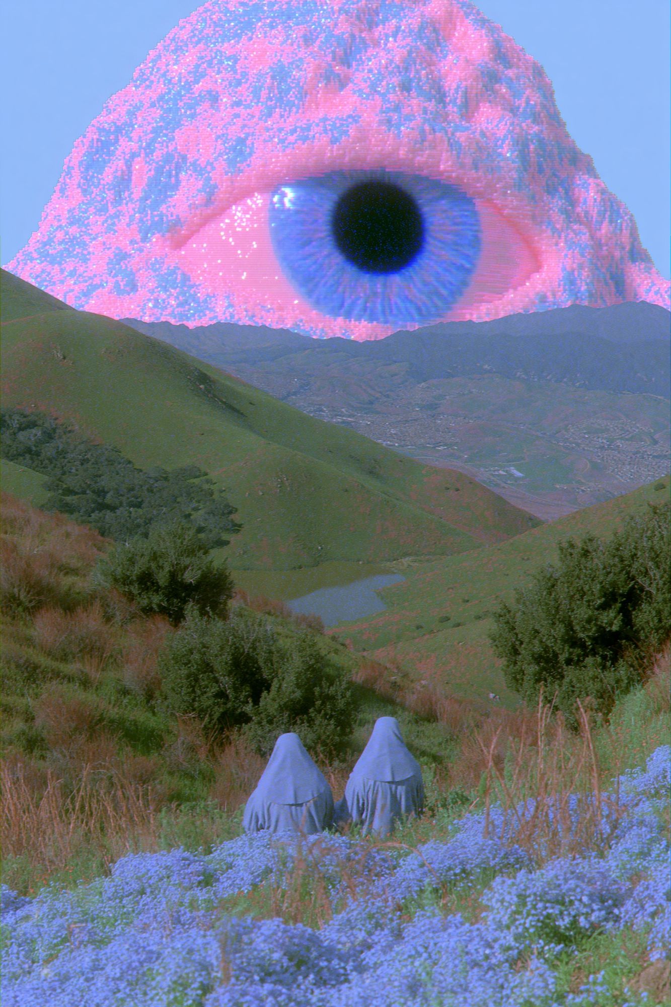 Surreal Eye Mountain Landscape Print. poster detail