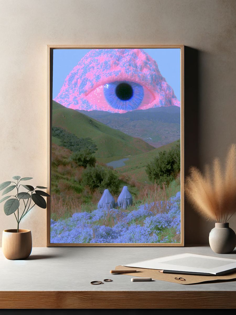 Surreal Eye Mountain Landscape Print. — room view 2