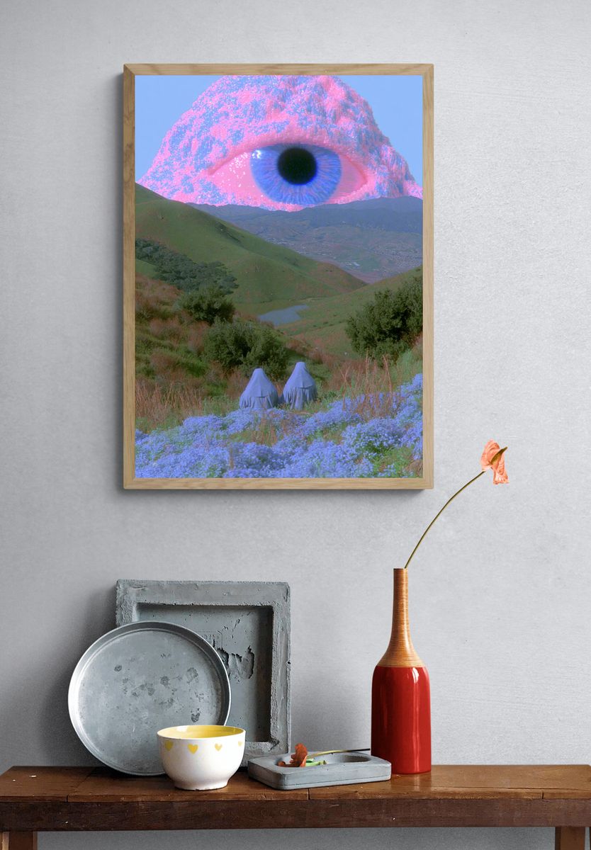 Surreal Eye Mountain Landscape Print. — room view 3