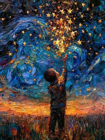 Child Reaching for Stars Fine-Art Poster.