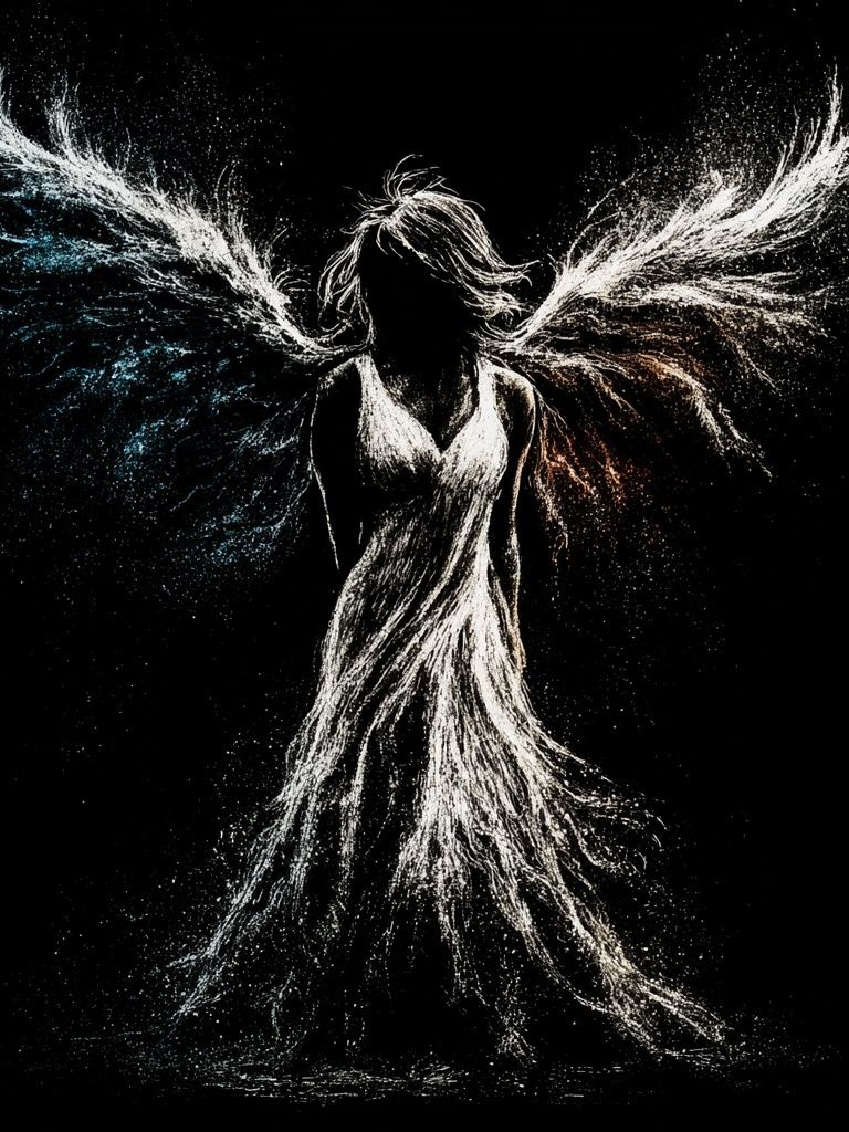 Winged Figure — Surreal Print. poster detail
